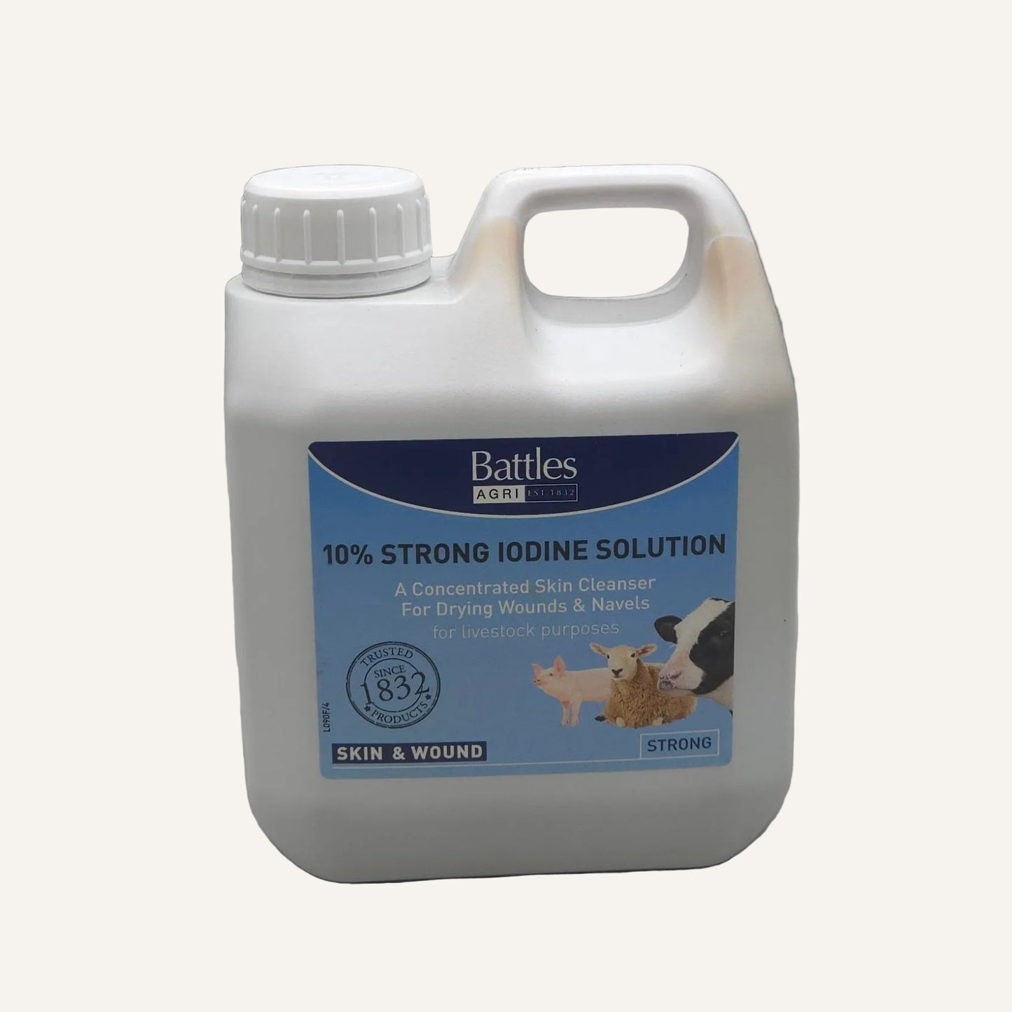 Battles Iodine Solution 10% 1 Litre | Livestock Navel & Skin Hygiene Solution