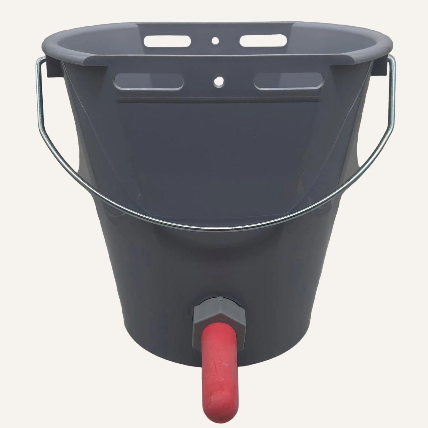Plastic Calf Feeding Bucket with Teat & Valve | Calf Milk Feeder