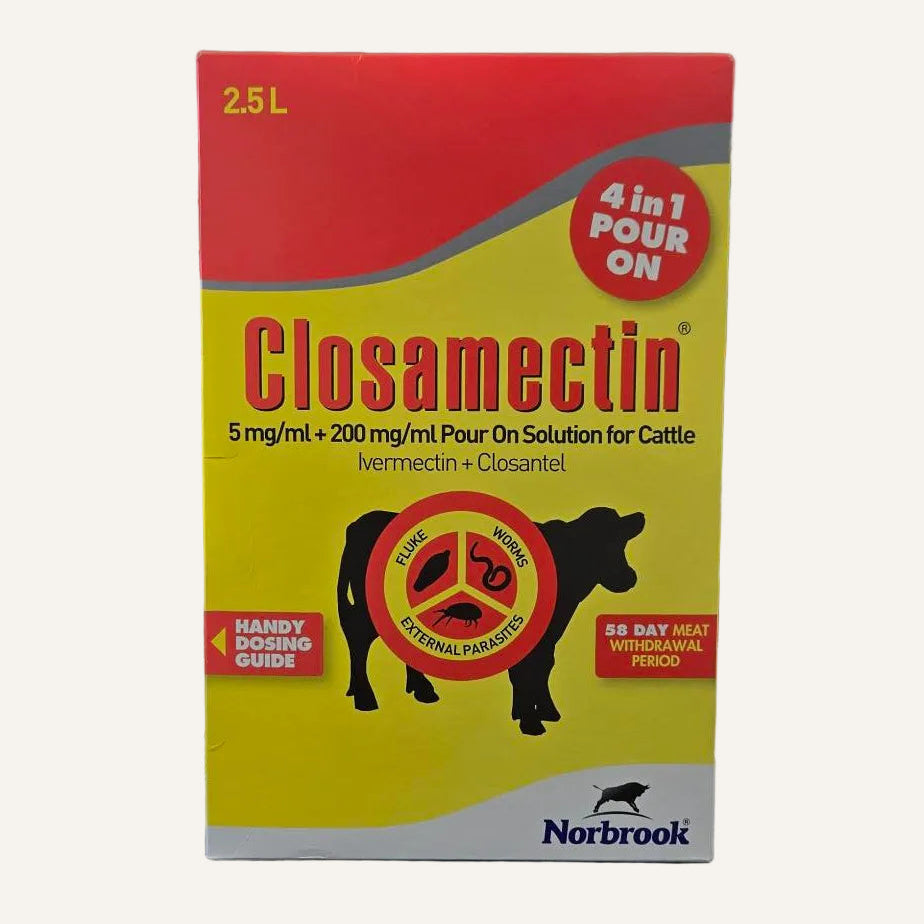 Closamectin Pour-On for Cattle 2.5 Litre | Fluke, Worm & Lice Treatment for Cattle