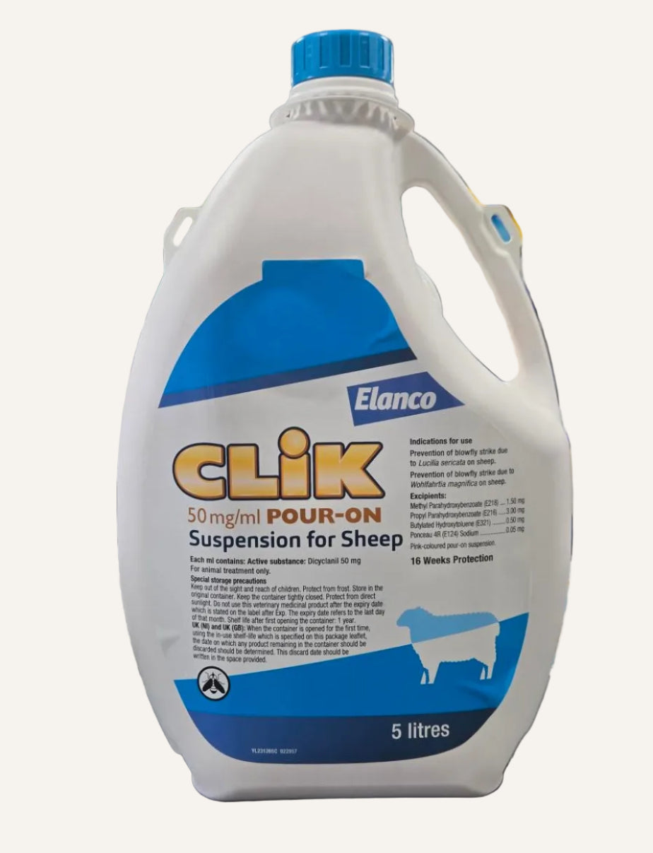 Elanco CLiK Pour-On 5 Litre | Long-Term Blowfly Strike Prevention for Sheep