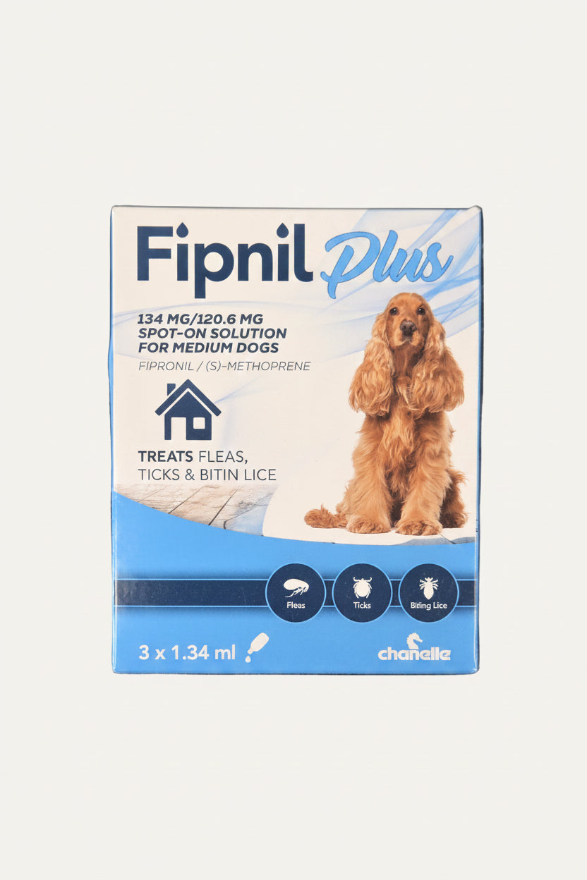 Fipnil Plus Spot-On 10-20kg Dog 3 Pipettes | Flea & Tick Treatment for Medium Dogs