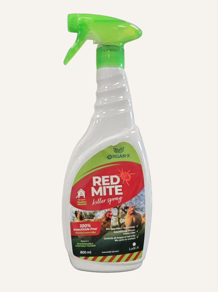 Lodi Organ-X Red Mite Killer Spray 800ml | Insecticide-Free Red Mite Control for Poultry