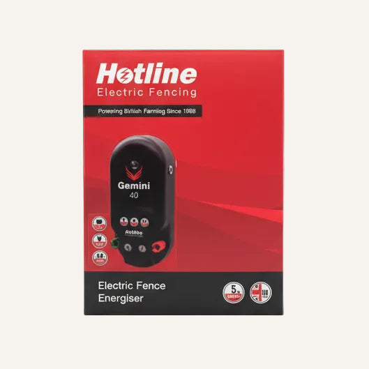 Hotline Gemini 40 Energiser 0.8J 12V/230V | Dual Power Electric Fence Energiser