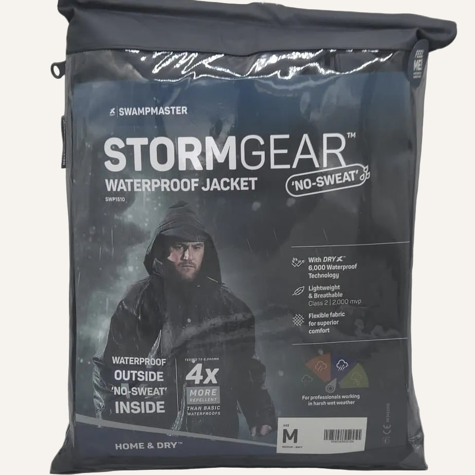 Swampmaster No-Sweat Stormgear Waterproof Jacket Navy | Heavy Duty Farm Waterproof
