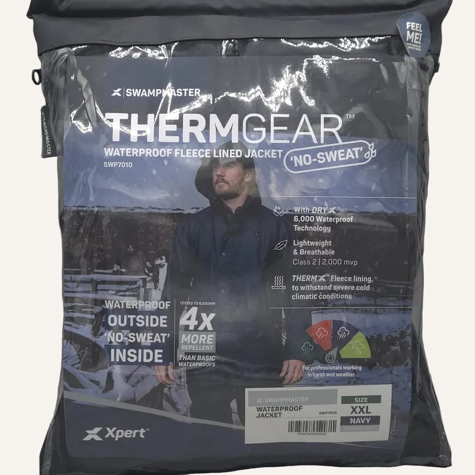 Swampmaster No-Sweat Thermgear Waterproof Jacket Navy | Insulated Farm Waterproof Jacket