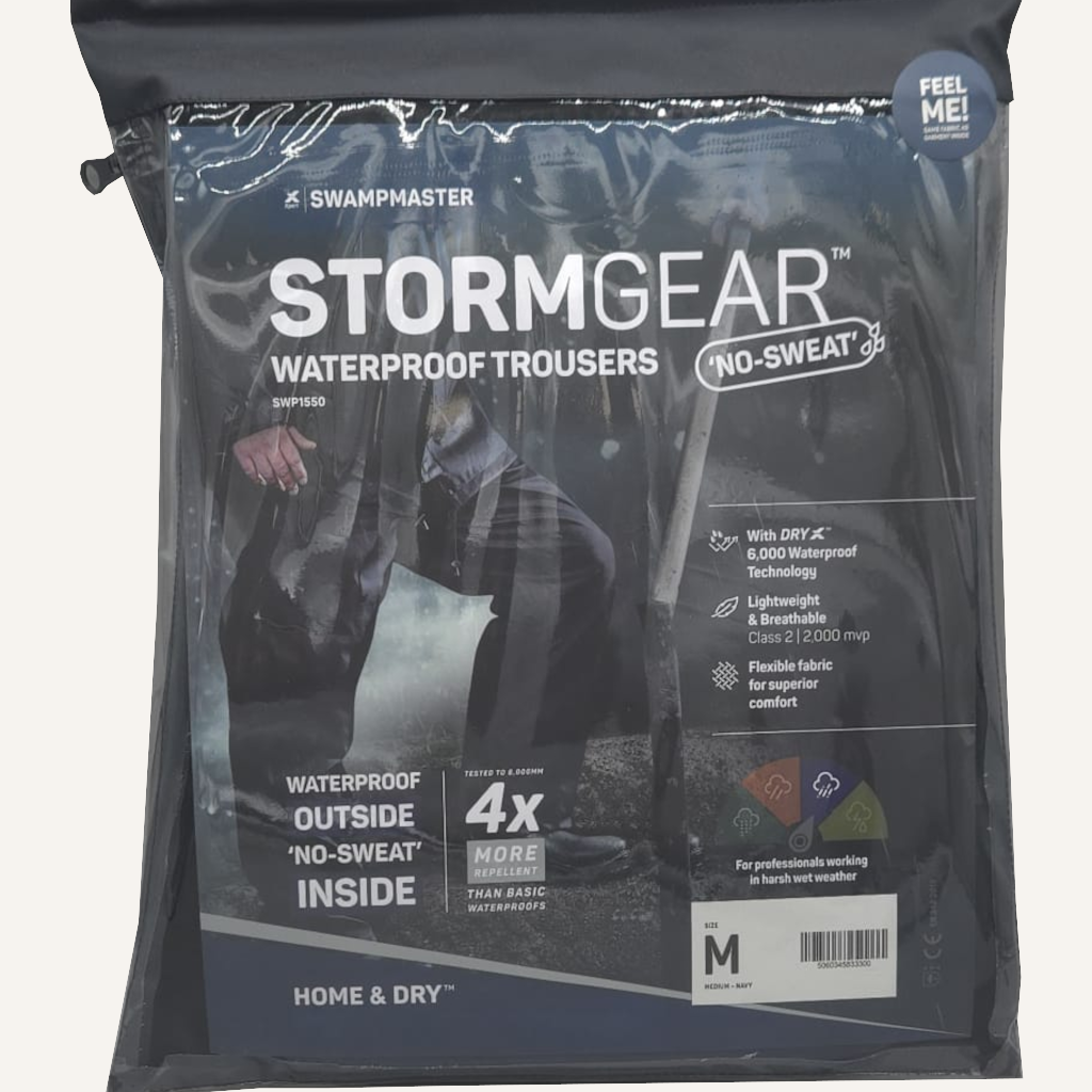 Swampmaster No-Sweat Stormgear Waterproof Trousers Navy | Heavy Duty Farm Waterproof Overtrousers