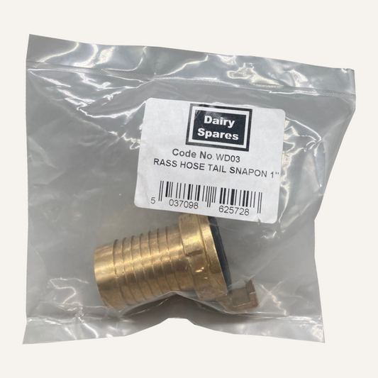 1" Brass Hose Tail Snap-On Connector | Heavy Duty Hose Fitting