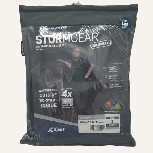 Swampmaster No-Sweat Stormgear Waterproof Bib & Brace Green | Waterproof Farm Overtrousers