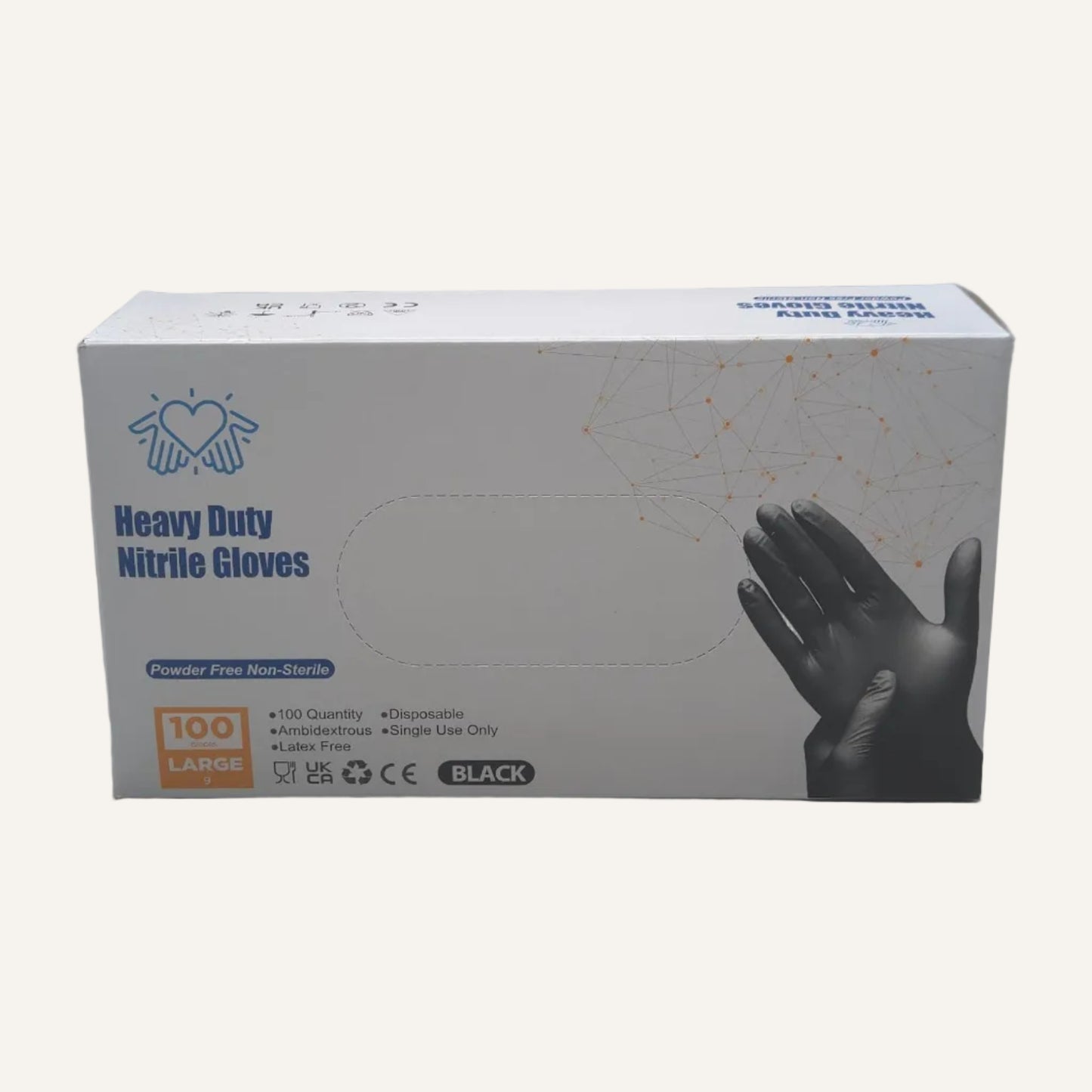 Heavy Duty Black Nitrile Gloves Large | Disposable Protective Gloves