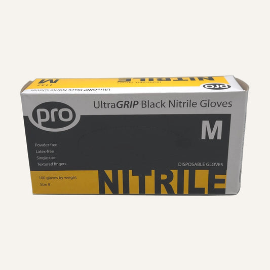 PRO UltraGRIP Black Nitrile Gloves Medium | Heavy Duty Disposable Work Gloves