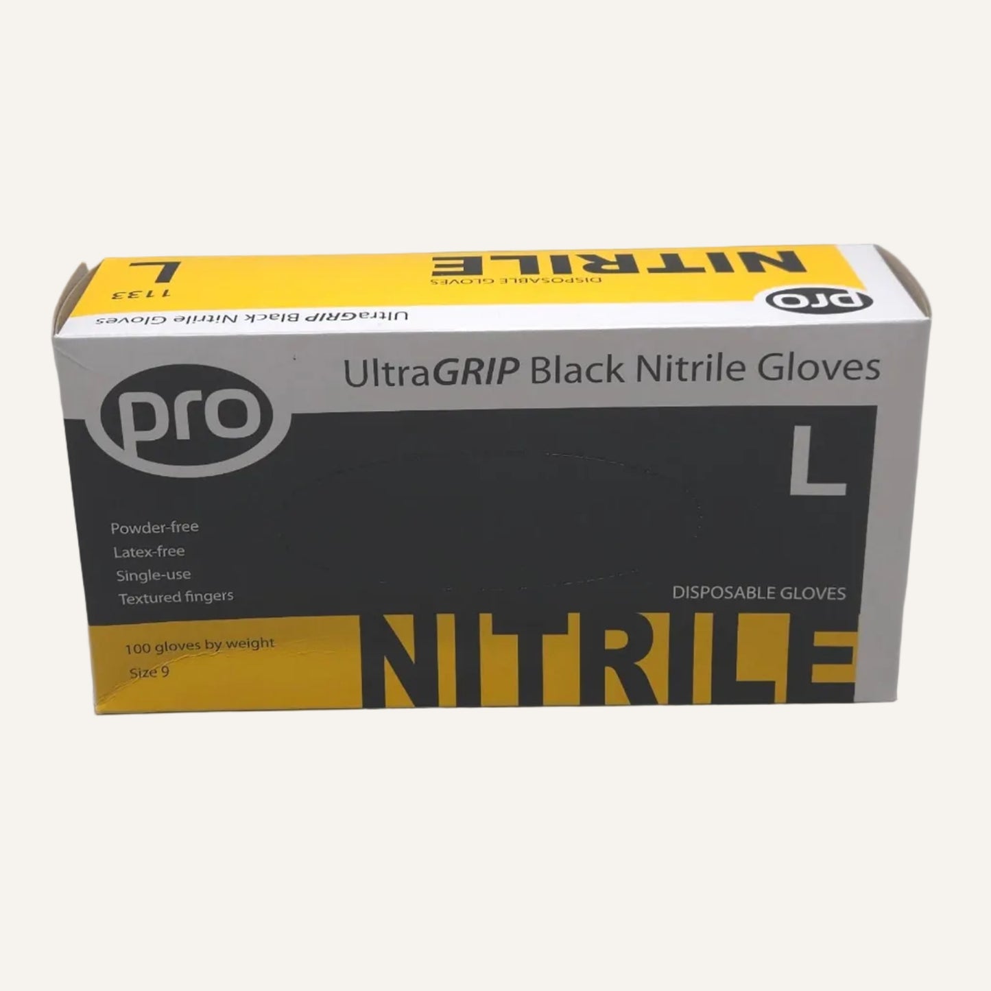PRO UltraGRIP Black Nitrile Gloves Large | Heavy Duty Disposable Work Gloves