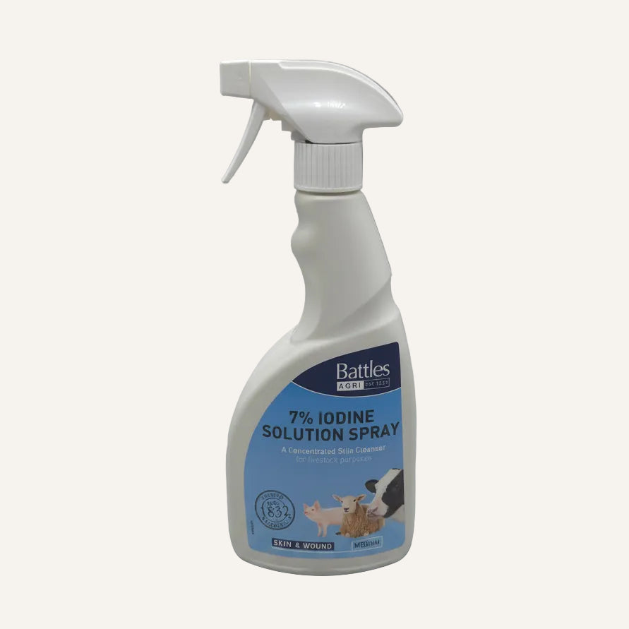 Battles Iodine Solution 7% 500ml | Livestock Navel & Skin Disinfectant