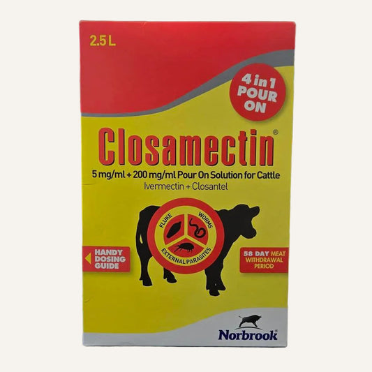 Closamectin Pour-On for Cattle 2.5 Litre | Fluke, Worm & Lice Treatment for Cattle
