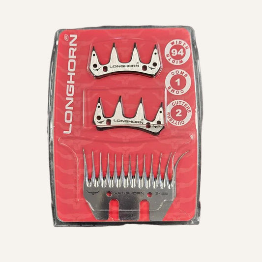 Longhorn Wide Pack 94mm Shearing Blades | Wide Comb & Cutter Set for Sheep Shearing