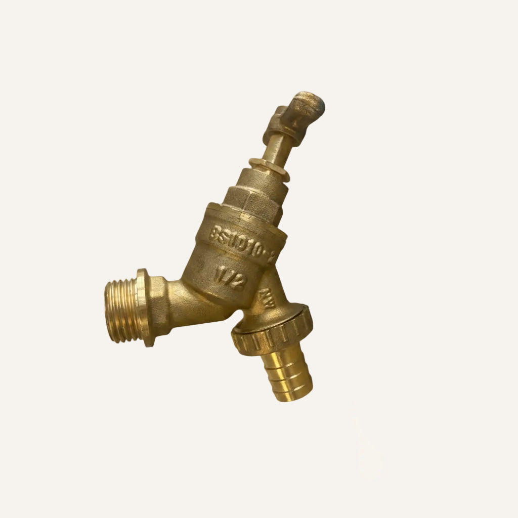 Plasson 1/2" Brass Bib Tap | Quarter Turn Outdoor Water Tap