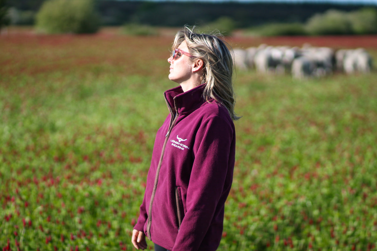 Longhorn Shearing Highland Fleece Burgundy | Country Fleece Jacket