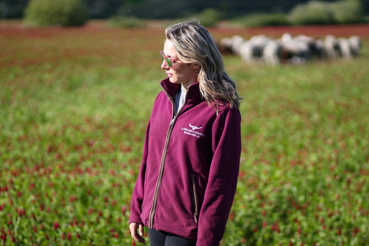 Longhorn Shearing Highland Fleece Burgundy | Country Fleece Jacket