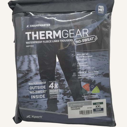 Swampmaster No-Sweat Thermgear Waterproof Trousers Navy | Insulated Farm Waterproofs
