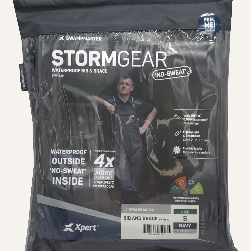 Swampmaster No-Sweat Stormgear Waterproof Bib & Brace Navy | Waterproof Farm Workwear
