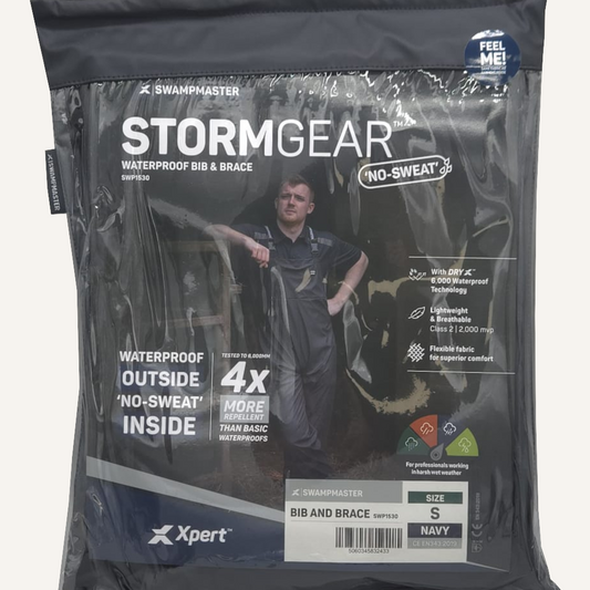 Swampmaster No-Sweat Stormgear Waterproof Bib & Brace Navy | Waterproof Farm Workwear